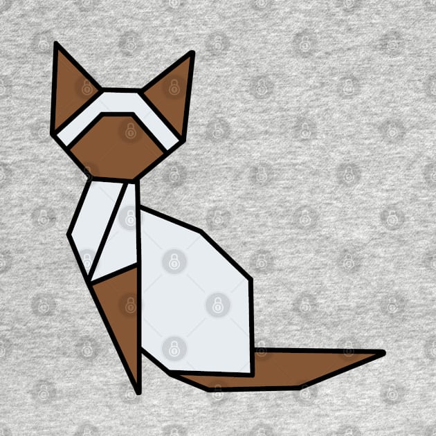 Origami Cat Brown and White by Numerica